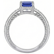 Natural Earth Mined Diamond Antique Style Ring Basket Set Emerald Cut Sapphire 2.50 Carats