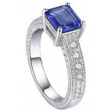 Natural Earth Mined Diamond Antique Style Ring Basket Set Emerald Cut Sapphire 2.50 Carats