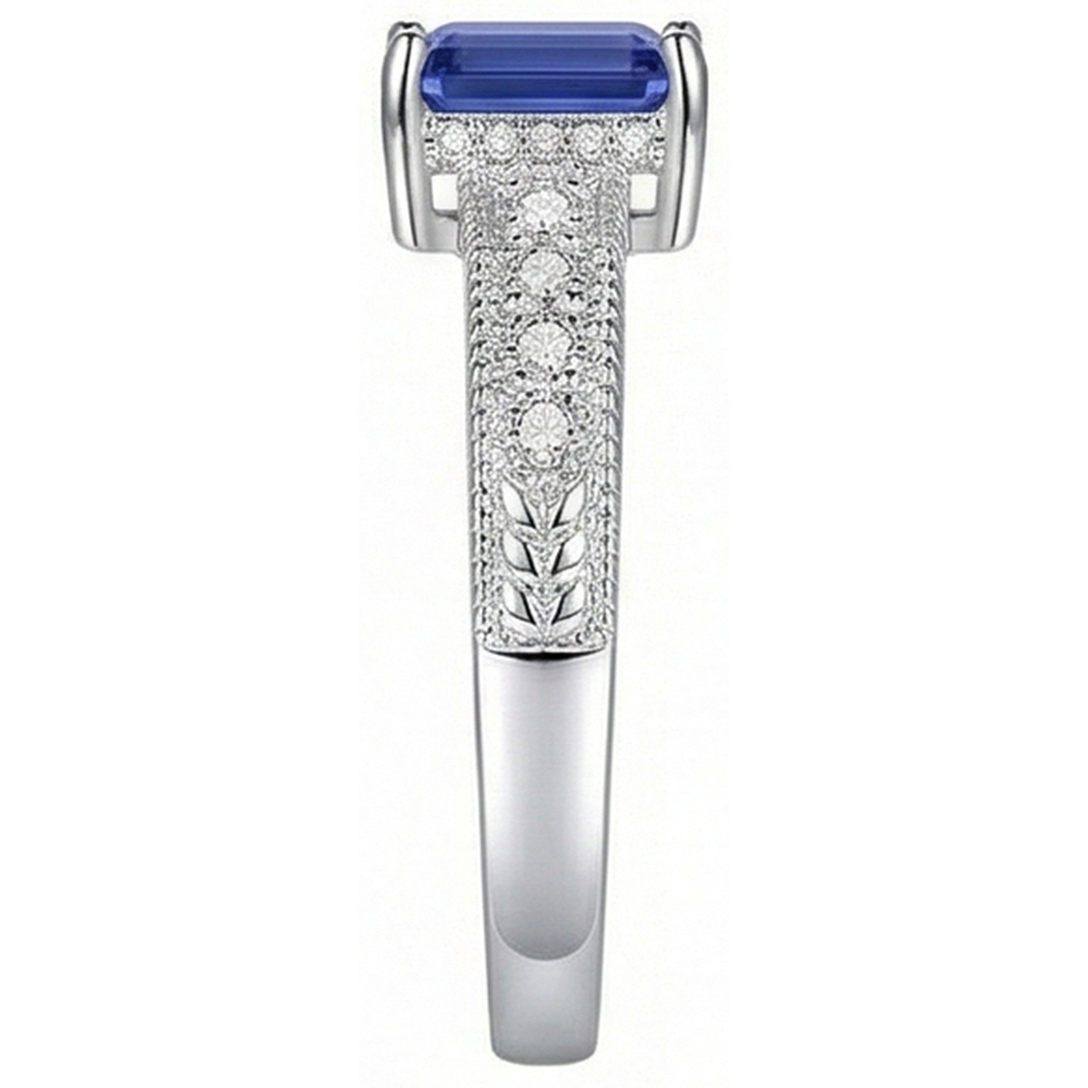 Natural Earth Mined Diamond Antique Style Ring Basket Set Emerald Cut Sapphire 2.50 Carats