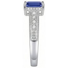 Natural Earth Mined Diamond Antique Style Ring Basket Set Emerald Cut Sapphire 2.50 Carats