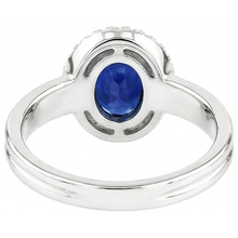 Natural Earth Mined Diamond Band & Oval Blue Sapphire Wedding Ring Set 3 Carats White Gold