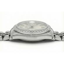 Natural Earth Mined Diamond Bezel Gray Stick Dial Date Watch Stainless Steel Jubilee