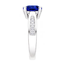 Natural Earth Mined Diamond Blue Sapphire Gemstone Ring Trillion Shaped 2 Carats