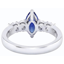 Natural Earth Mined Diamond Blue Sapphire Ring Marquise & Round Jewellery 1.50 Carats