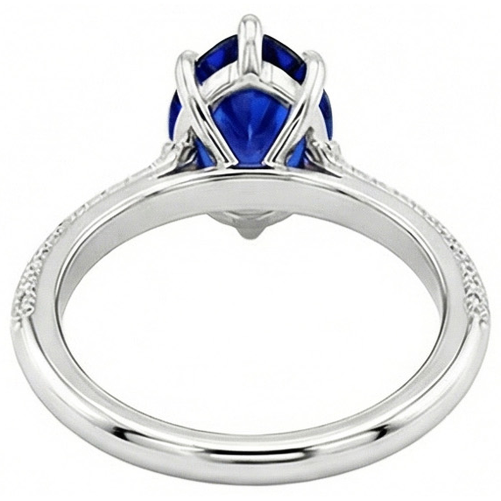 Natural Earth Mined Diamond Ceylon Sapphire Wedding Ring Prong Set Jewellery 3.50 Carats