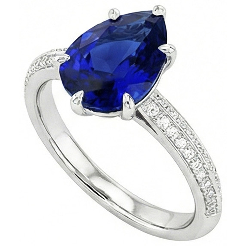 Natural Earth Mined Diamond Ceylon Sapphire Wedding Ring Prong Set Jewellery 3.50 Carats