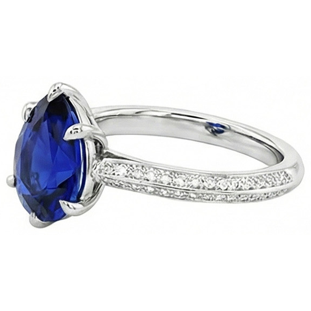 Natural Earth Mined Diamond Ceylon Sapphire Wedding Ring Prong Set Jewellery 3.50 Carats
