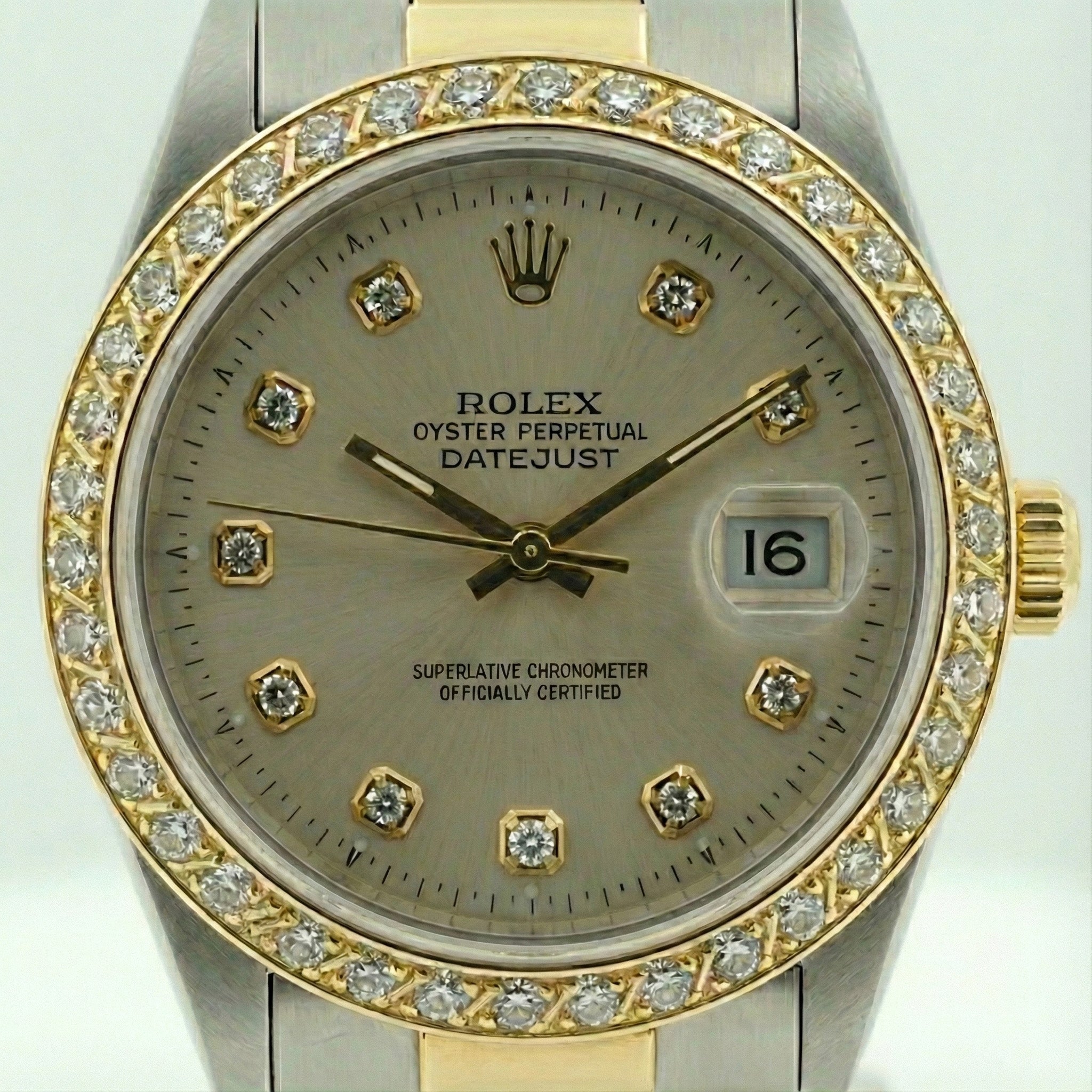 Natural Earth Mined Diamond Dial & Bezel Two Tone Datejust Watch