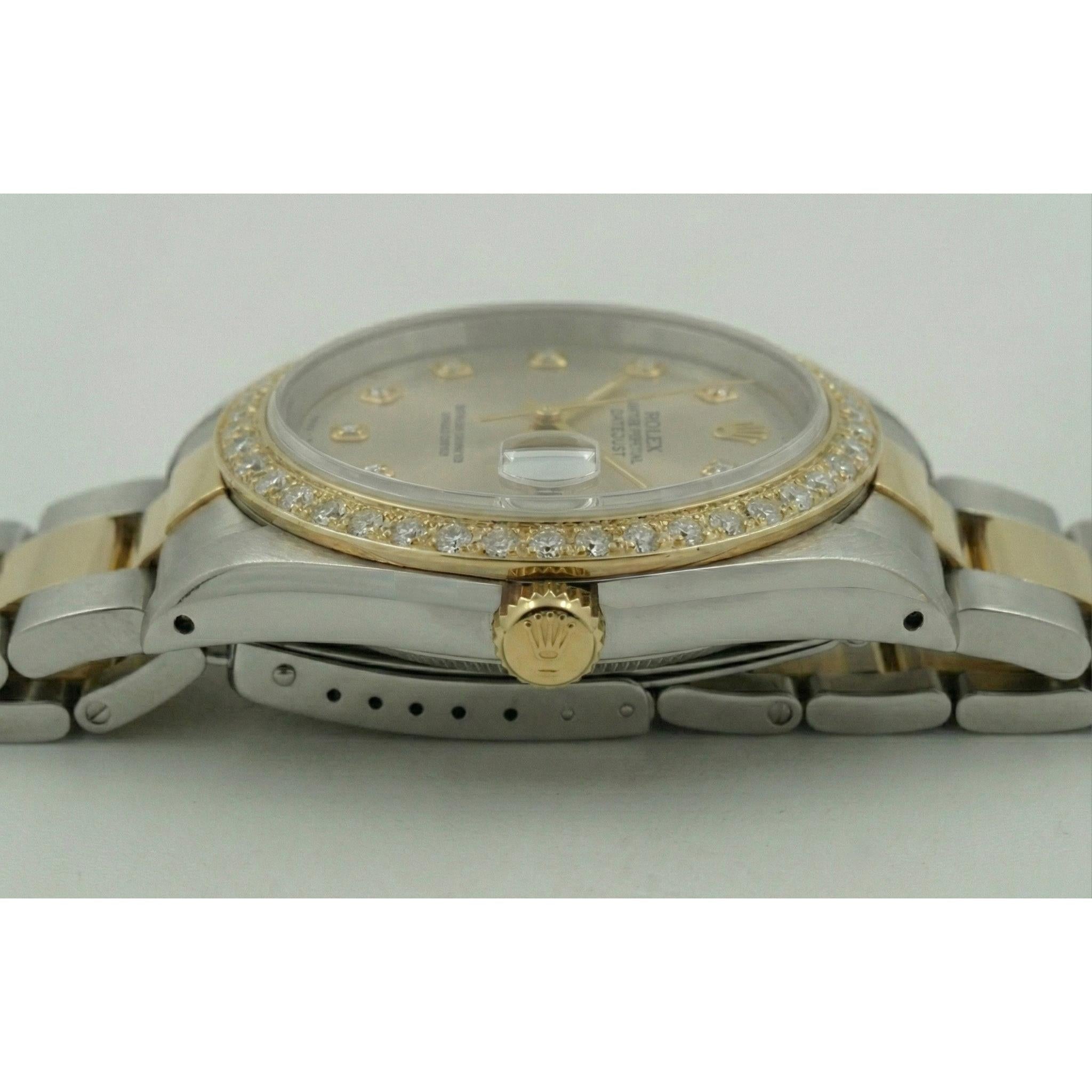 Natural Earth Mined Diamond Dial & Bezel Two Tone Datejust Watch