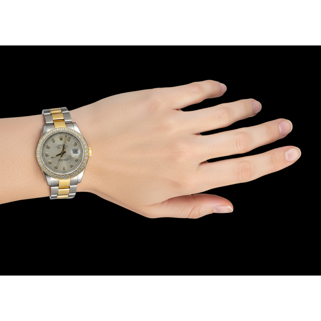 Natural Earth Mined Diamond Dial & Bezel Two Tone Datejust Watch