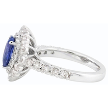 Natural Earth Mined Diamond Double Halo Ceylon Sapphire Ring Flower Style 4.50 Carats
