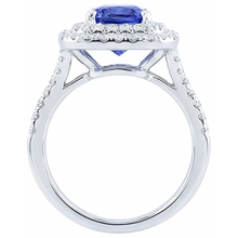 Natural Earth Mined Diamond Double Halo Radiant Sapphire Ring 4 Carats Split Shank
