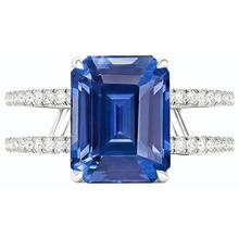 Natural Earth Mined Diamond Emerald Blue Sapphire Engagement Ring Double Shank 4.50 Carats