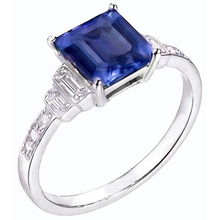 Natural Earth Mined Diamond Emerald Blue Sapphire Ring 3 Carats White Gold 14K Jewellery