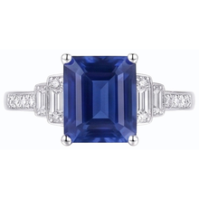Natural Earth Mined Diamond Emerald Blue Sapphire Ring 3 Carats White Gold 14K Jewellery