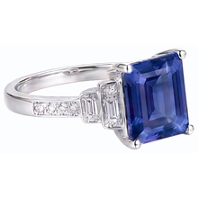 Natural Earth Mined Diamond Emerald Blue Sapphire Ring 3 Carats White Gold 14K Jewellery