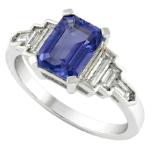Natural Earth Mined Diamond Emerald Blue Sapphire With Baguette Accents Ring 3 Carats