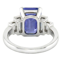 Natural Earth Mined Diamond Emerald Blue Sapphire With Baguette Accents Ring 3 Carats