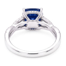Natural Earth Mined Diamond Engagement Cushion Sapphire Ring Twisted Style 3 Carats