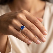 Natural Earth Mined Diamond Engagement Cushion Sapphire Ring Twisted Style 3 Carats