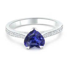 Natural Earth Mined Diamond Engagement Ring 3 Carats Gold Srilankan Sapphire Tapered Shank