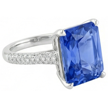 Natural Earth Mined Diamond Engagement Ring 5 Carats Radiant Sapphire Gemstone Jewellery