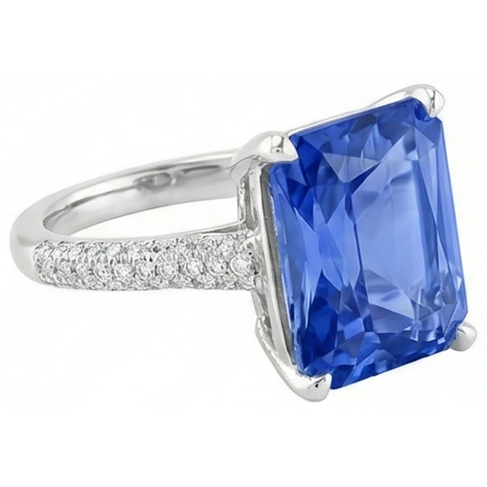 Natural Earth Mined Diamond Engagement Ring 5 Carats Radiant Sapphire Gemstone Jewellery