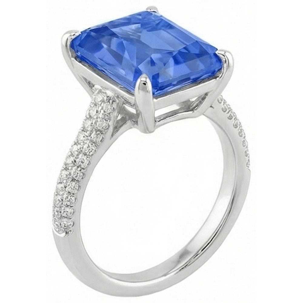 Natural Earth Mined Diamond Engagement Ring 5 Carats Radiant Sapphire Gemstone Jewellery