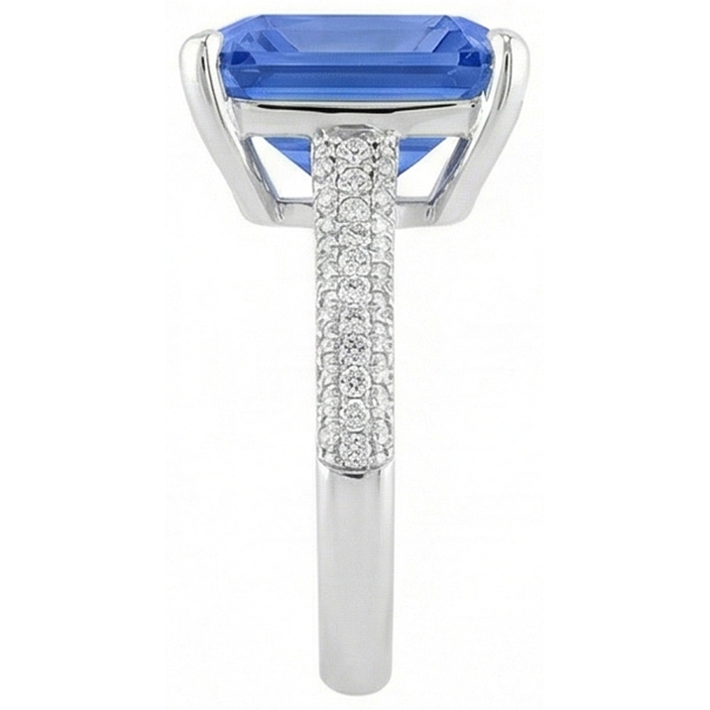 Natural Earth Mined Diamond Engagement Ring 5 Carats Radiant Sapphire Gemstone Jewellery