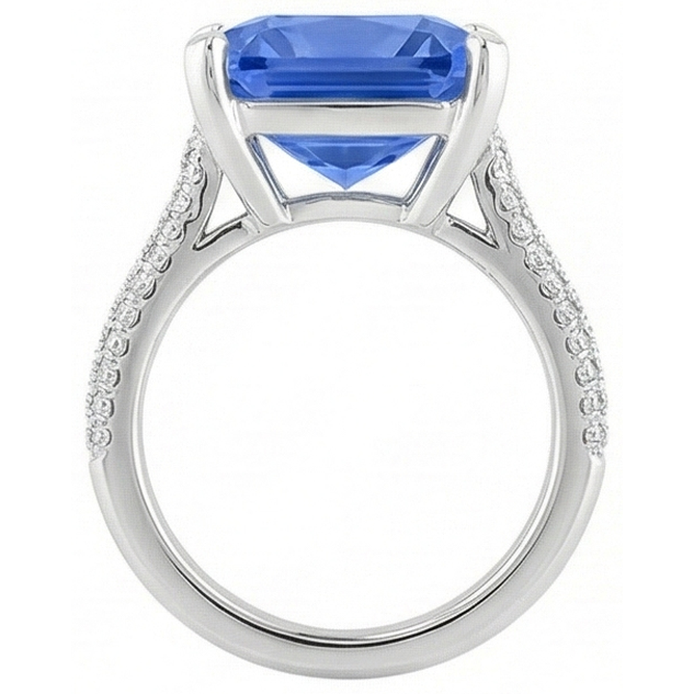 Natural Earth Mined Diamond Engagement Ring 5 Carats Radiant Sapphire Gemstone Jewellery