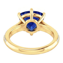 Natural Earth Mined Diamond Engagement Ring 6 Prong Trillion Ceylon Sapphire 2.50 Carats