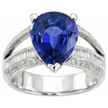 natural round sapphire 3.50ct ring front view