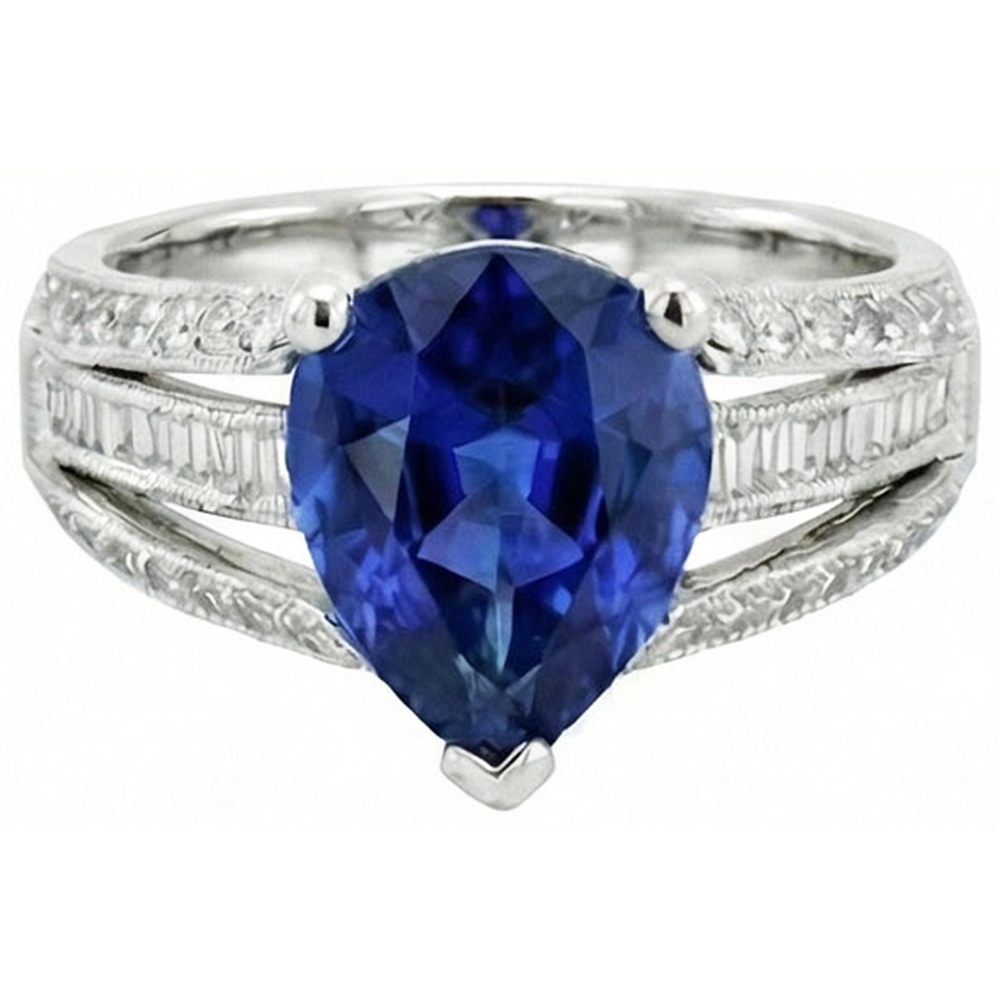 natural round sapphire 3.50ct ring side angle