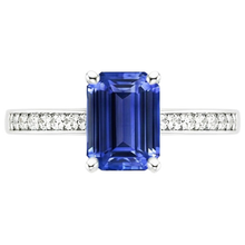 Natural Earth Mined Diamond Engagement Ring Blue Sapphire & Pave Set Diamonds 3.50 Carats
