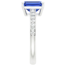 Natural Earth Mined Diamond Engagement Ring Blue Sapphire & Pave Set Diamonds 3.50 Carats