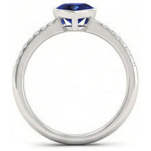 Natural Earth Mined Diamond Engagement Ring Ceylon Blue Sapphire Bezel Set 2.50 Carats