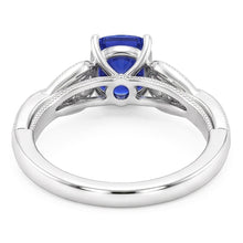 Natural Earth Mined Diamond Engagement Ring Cushion Sapphire 2.50 Carats Vintage Style