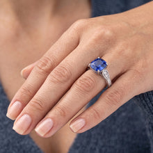 Natural Earth Mined Diamond Engagement Ring Cushion Sapphire 2.50 Carats Vintage Style