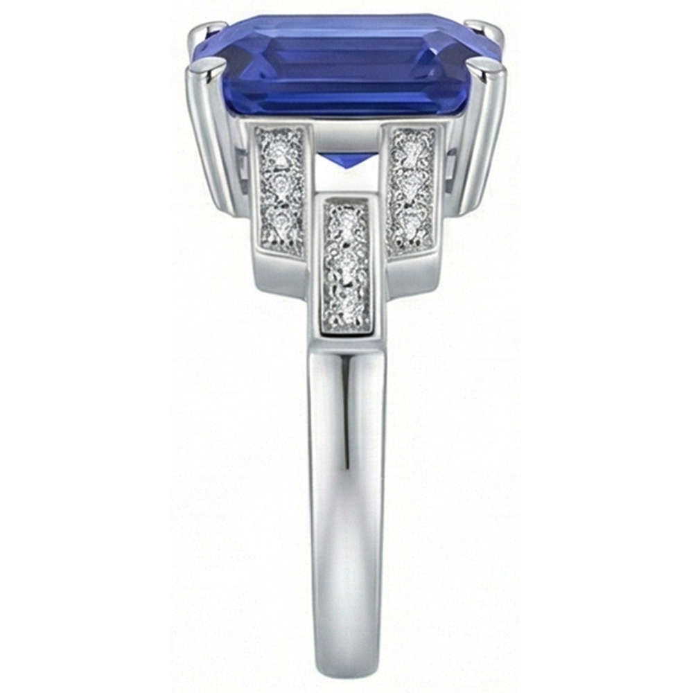 Natural Earth Mined Diamond Engagement Ring Emerald Sri Lankan Sapphire 4 Carats