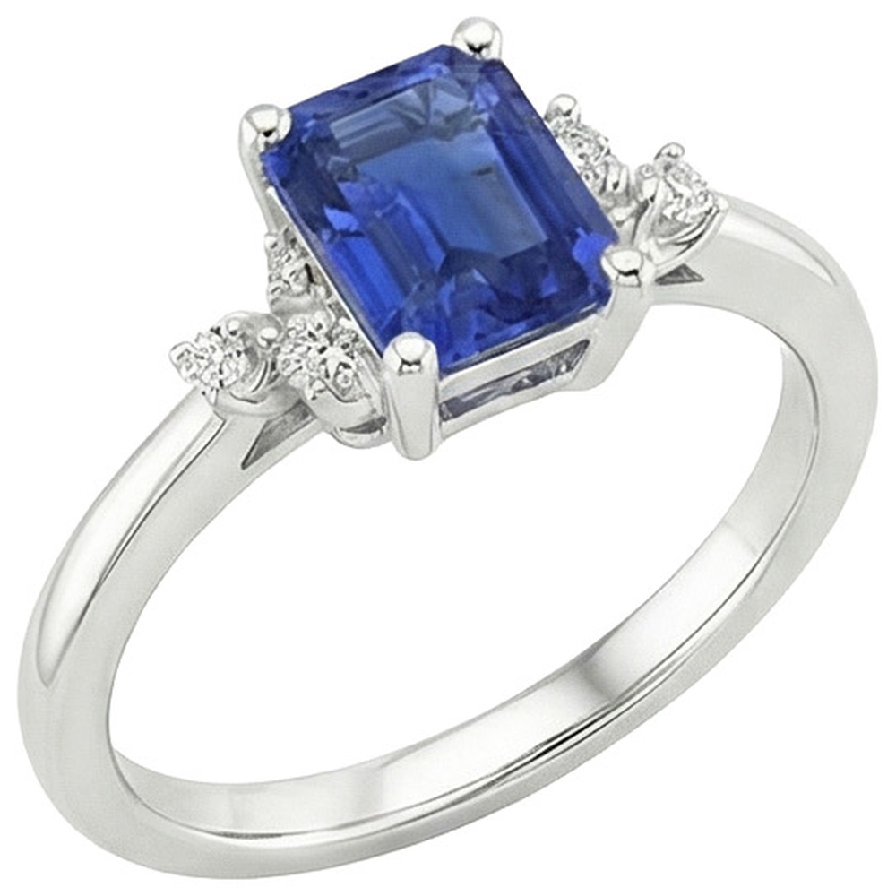 Natural Earth Mined Diamond Engagement Ring Emerald With Accents Blue Sapphire 4 Carats