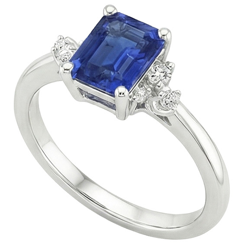 Natural Earth Mined Diamond Engagement Ring Emerald With Accents Blue Sapphire 4 Carats