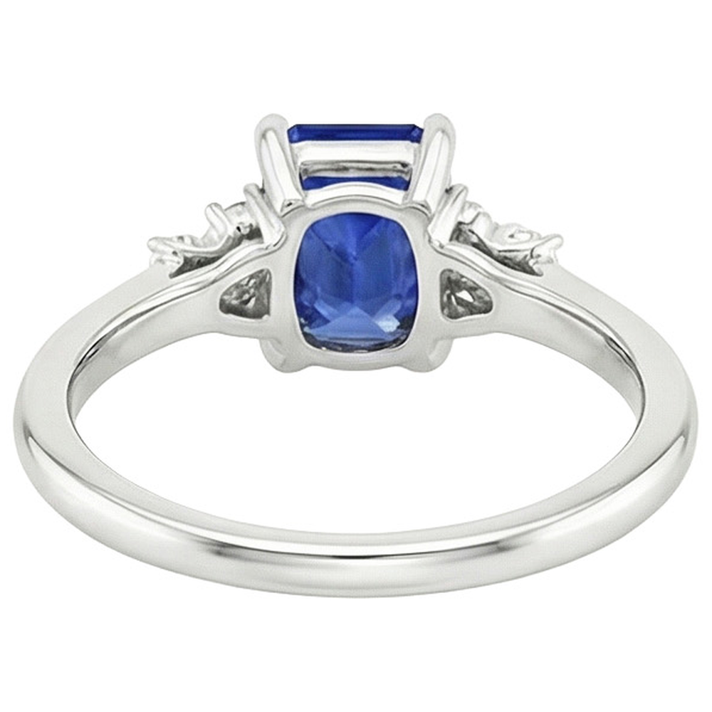 Natural Earth Mined Diamond Engagement Ring Emerald With Accents Blue Sapphire 4 Carats