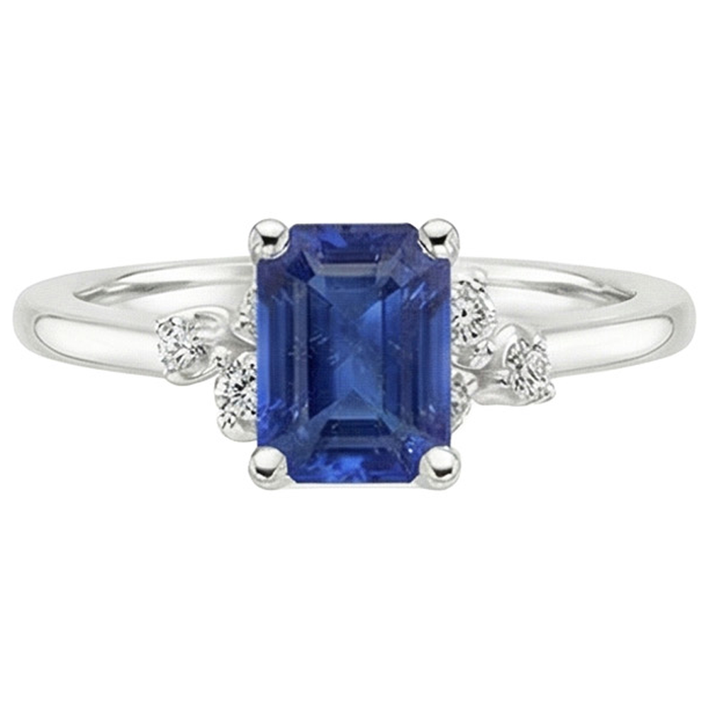Natural Earth Mined Diamond Engagement Ring Emerald With Accents Blue Sapphire 4 Carats