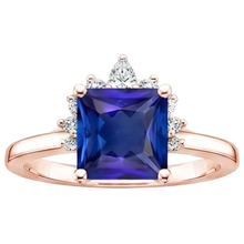 natural round sapphire 5.50ct ring on white background
