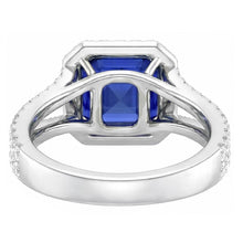 Natural Earth Mined Diamond Engagement Ring Halo Asscher Sapphire Gold Split Shank 4 Carat