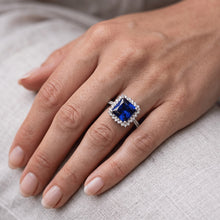 Natural Earth Mined Diamond Engagement Ring Halo Ceylon Sapphire Sunburst Style 6.25 Carat