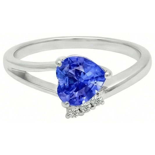 Natural Earth Mined Diamond Engagement Ring Heart Light Blue Sapphire 2.25 Carats