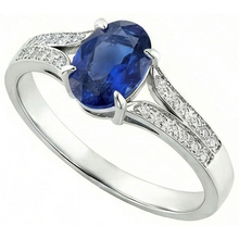 Natural Earth Mined Diamond Engagement Ring Oval Blue Sapphire Split Shank 3.50 Carats New