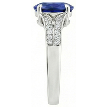 Natural Earth Mined Diamond Engagement Ring Oval Blue Sapphire Split Shank 3.50 Carats New