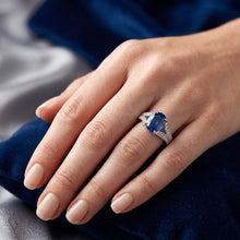 Natural Earth Mined Diamond Engagement Ring Oval Blue Sapphire Split Shank 3.50 Carats New